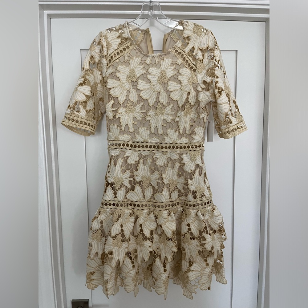 NWT RED DRESS Brand Cream Tan Lace Dress Size M